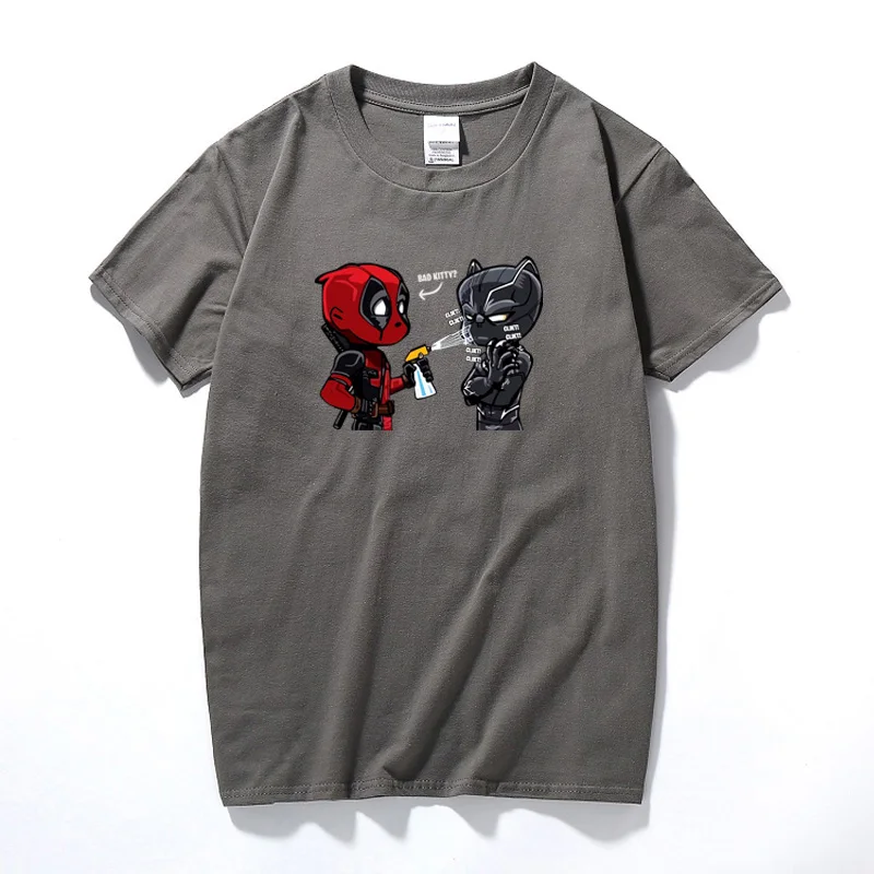 데드 풀 티셔츠 Bad Little Kitty 블랙 팬더 탑 Mens Tee 참신 하라주쿠 웃긴 t 셔츠 유니섹스 코튼 반소매 t 셔츠