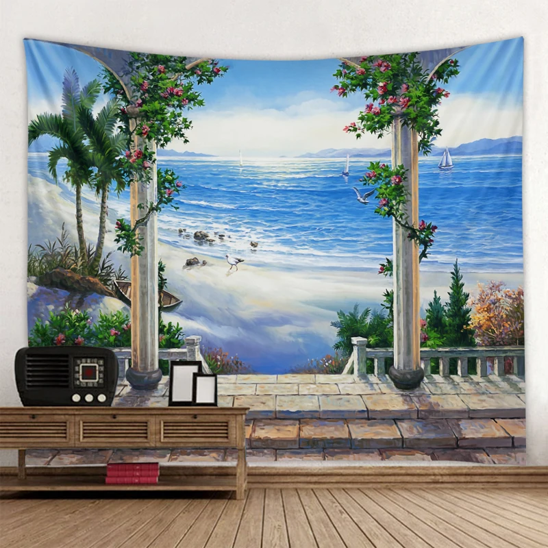 Seascape Plaza tapestry bedroom decoration beautiful landscape painting
