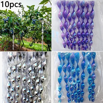 

10 Pack Bird Repellent Reflective Scare Rods Spiral Deterrent Control Device