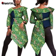 Новинка, Африканский Базен Riche, топы, футболки для женщин, плюс размер, традиционный Женский Африканский принт, длинный рукав, WY5383