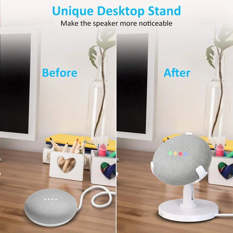  Table Holder for Google Home Mini Voice Assistants 360 degree Rotated Desktop Stand Mount - Improve