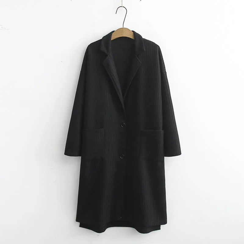 Осеннее Женское пальто размера плюс, обхват груди 144 см, 6XL, 7XL, 8XL, 9XL, Женское пальто черного, серого, зеленого цветов - Цвет: Черный
