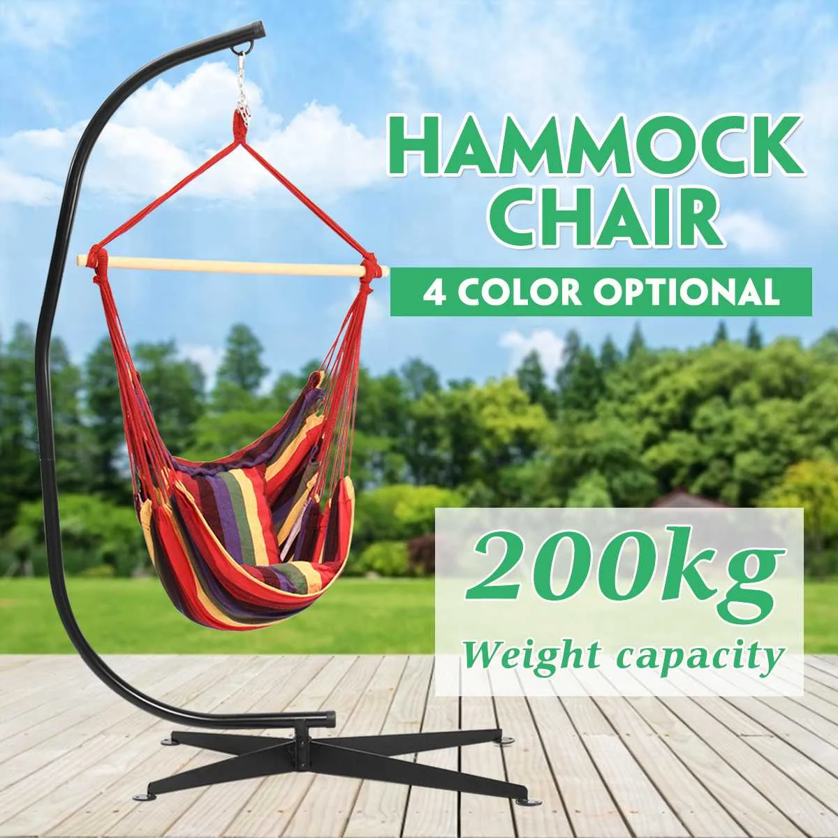 

200KG Load C Hammock Stand Frame Solid Steel Construction with Hanging Air Porch Swing Chair C-stand Hanging Chair