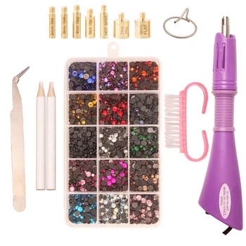 

Hotfix Rhinestone Applicator Tool DIY Flatback Wand Setter Tool Kit , Tweezers & Brush Cleaning Kit US Plug