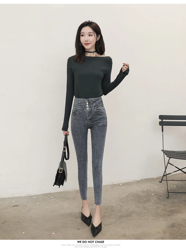 Jeans woman Pencil Pants High Waist Korean Version Thin Elastic Jeans Women 2020 Summer