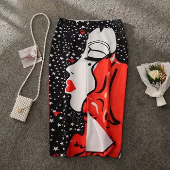 

Women Skirt Mid-length Bag Hip Skirt One-step Skirt Digital Printing