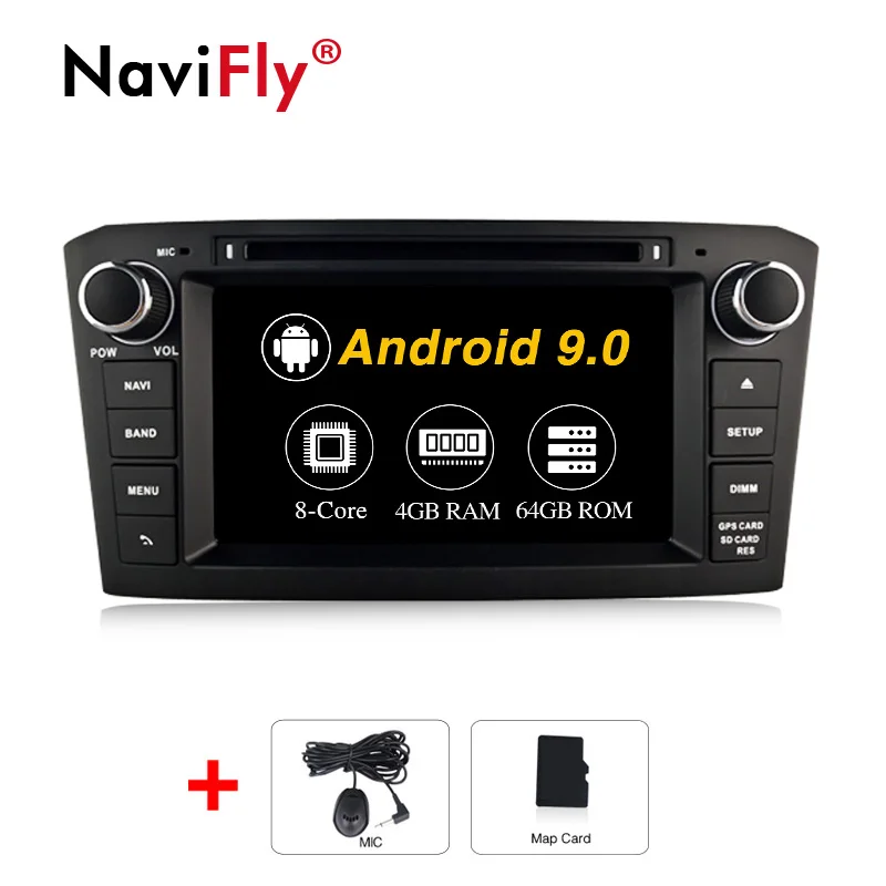 4+ 64G Android 9,0 автомобильный dvd-плеер для Toyota Avensis T25 2003-2008 wifi Автомобильный мультимедийный плеер с gps-навигатором ради, сan-шина - Цвет: 8Core 4 64G Black