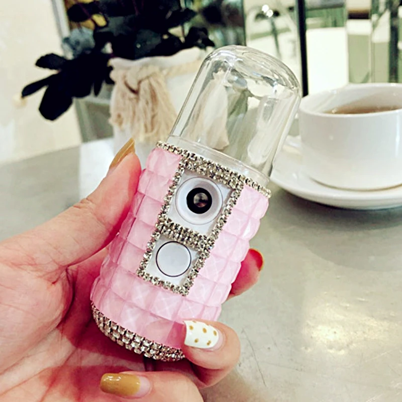 

30ml Bling Rhinestone Electric Nano Moisturizer Portable Mini Humidifier Diffuser Facial Water Jars Aroma Diffuser USB Charging