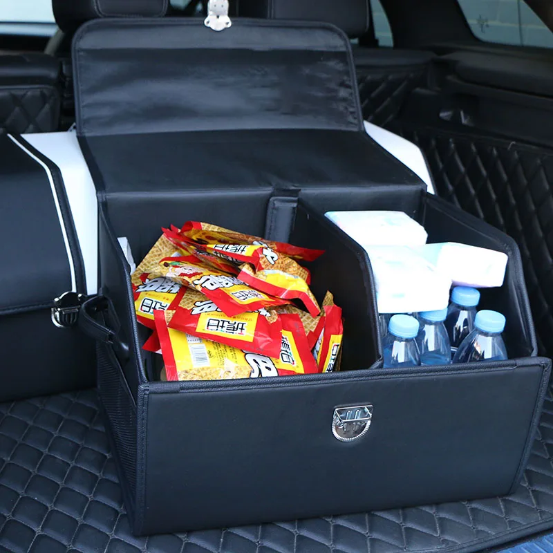 Foldable Organizer In The Car Waterproof Auto Trunk Storage Box Partition Car Organizer Thicken Pu Leather Car Accessories