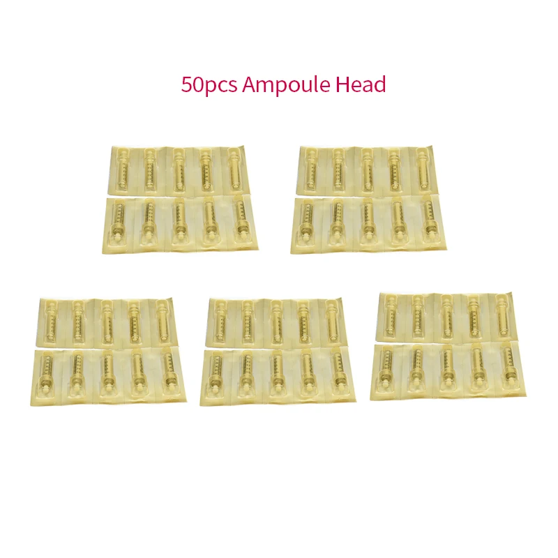 50 pcs ampoule head 0,5 мл гиалуроновая ручка для инъекций высокого давления непрерывная мезо Гиалуроновая кислота пистолет инжектор распылитель воды красота подарок для любимого - Номер модели: 50 pcs ampoule head