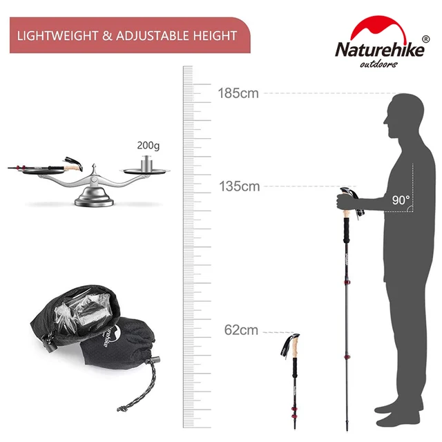 Naturehike 네이처하이크 카본스틱 망원경 등산 스틱은 가벼우면서도 튼튼한 접이식 등산스틱