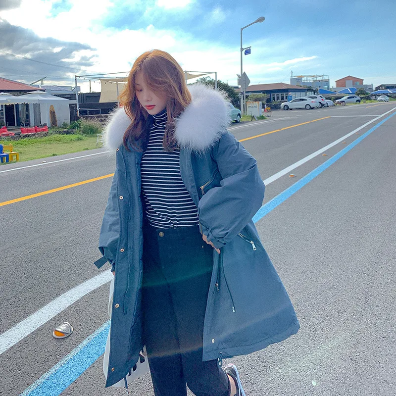 

Off Season Parka Women's 2019 Winter New High Imitation Rabbit Fur Inner Wearing Fur Coat Overcoat Nick Garment down Feather Cot
