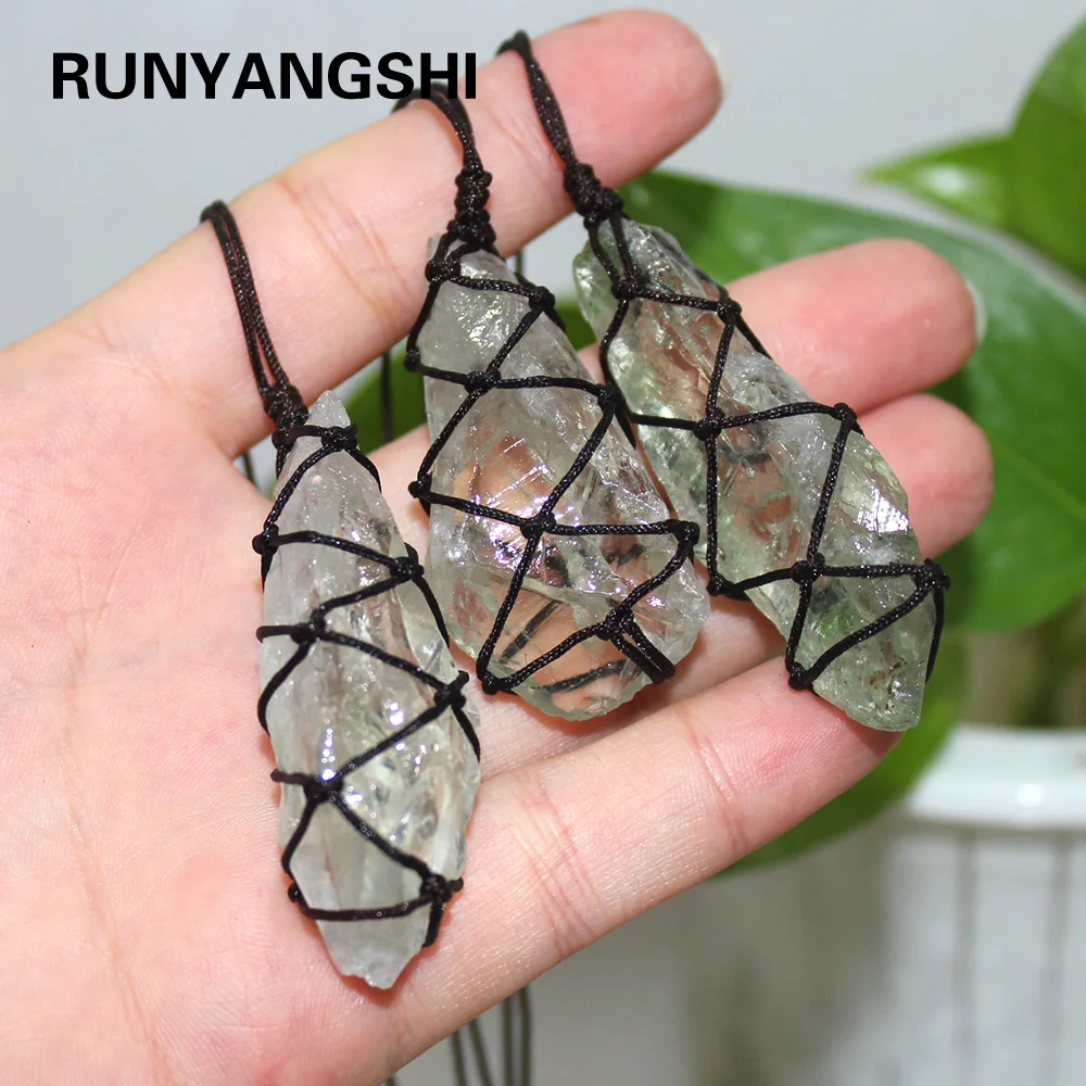 Runyangshi 1 шт. 100% натуральный зеленый хрустальный камень сырье кулон энергия apotropaic