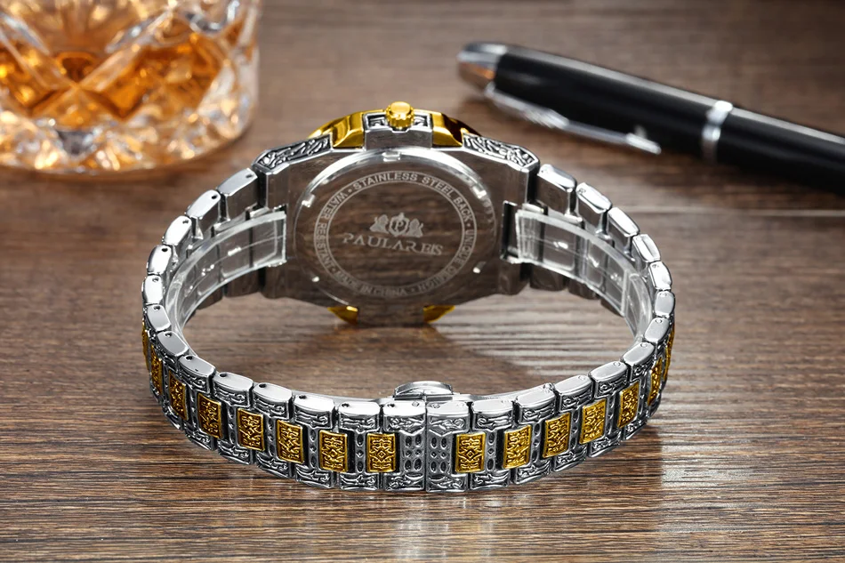 Luxe sculpté Antique Vintage lumineux or Rose jaune or argent dégradé bleu gris café Quartz hommes_voghion.com