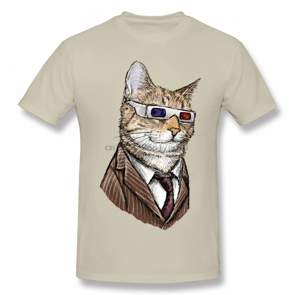 Новая забавная Мужская футболка Doctor Mew 3D Glasses Who хлопковая Футболка с круглым