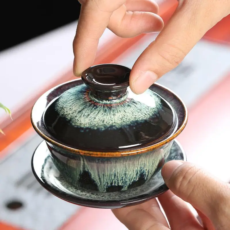 

Glaze Tea Tureen Cup Cover Bowl Porcelain Gaiwan Sets Travel Beautiful Kettle Outdoor Travel Gaiwan Tea Cups Of Tea Ceremony