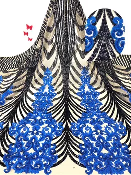 

latest Embroidered Tulle Lace Fabric High Quality 2019 African Cord French Lace Fabric With Sequins For Party Dress