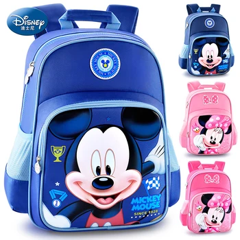 

Disney Mickey Minnie British Style Kids Backpack Children Schoolbag For Boys Girls Cartoon Load Reduction Backpack Polyester