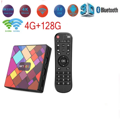 10 шт. HK1cool Android 9,0 ТВ приставка Rockchip RK3318 4 Гб DDR3 128 ГБ 2,4G 5G двойной WiFi 4K медиаплеер USB3.0 HK1 прикольная приставка - Цвет: 4G 128G