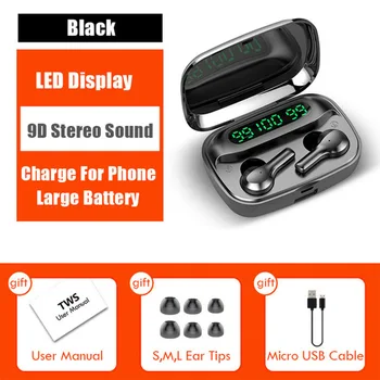 

Bluetooth Earphone Wireless Headphones LED 2000mAh TWS with Microphone Earphones Waterproof Noise Cancel Headset Earbuds