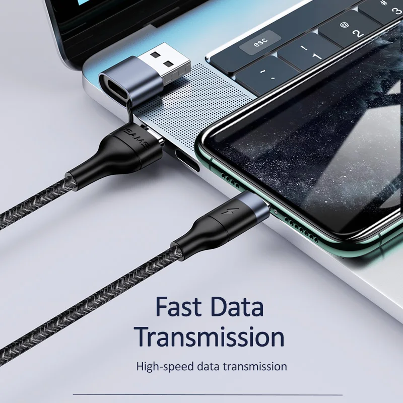 USAMS 2 в 1 USB C к usb type C кабель для Xiaomi huawei samsung USB C к Lightning Быстрая зарядка кабель Шнур для iPhone