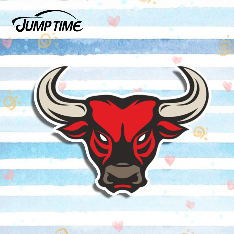 Jump Time 13Cm X 11Cm Red Cow Head Animal Car Stickers Auto Moto Bike Laptop Bull Decal Impermeabile Funny Car Styling