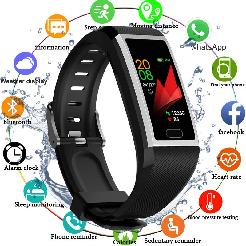 

Smart Wristband Fitness Bracelet Waterproof Fitness Tracker Watch Blood Pressure Weather Display Smart Bracelet Watch Women Men