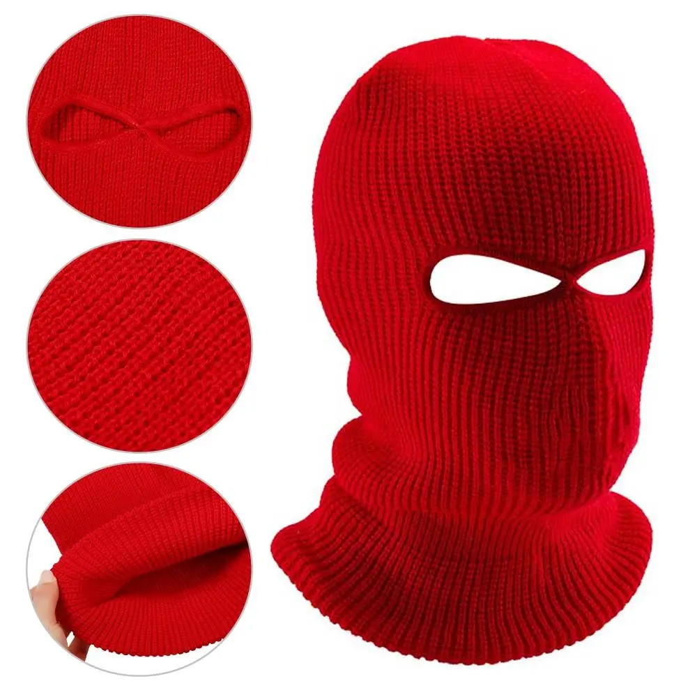 Neue Volle Gesicht Abdeckung Maske Zwei 2 Loch Balaclava Stricken Hut Armee Taktische CS Winter Ski Radfahren Maske Beanie Hut schal Warme Gesicht Masken – Detail 5