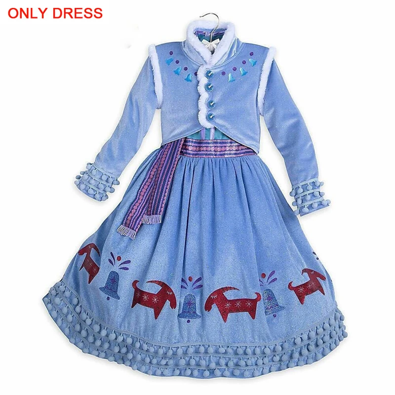 only dress M Новые платья «Эльза» платье принцессы «Снежная королева 2» маскарадный костюм на Хэллоуин зимнее платье «Анна Эльза» для детей, платья для девочек - Цвет: only dress M