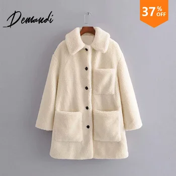 

DEMANDI sweater, women's autumn and winter, new style loose pocket, multi pocket, fleece, body repair, single breasted sweater.