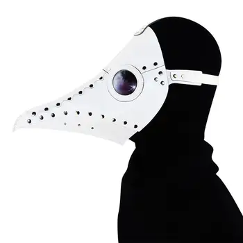 

Halloween Led Plague Doctor Latex Mask Light Masquerade Mascara Long Nose Beak Bird Crow Cosplay Steampunk Halloween Accessories