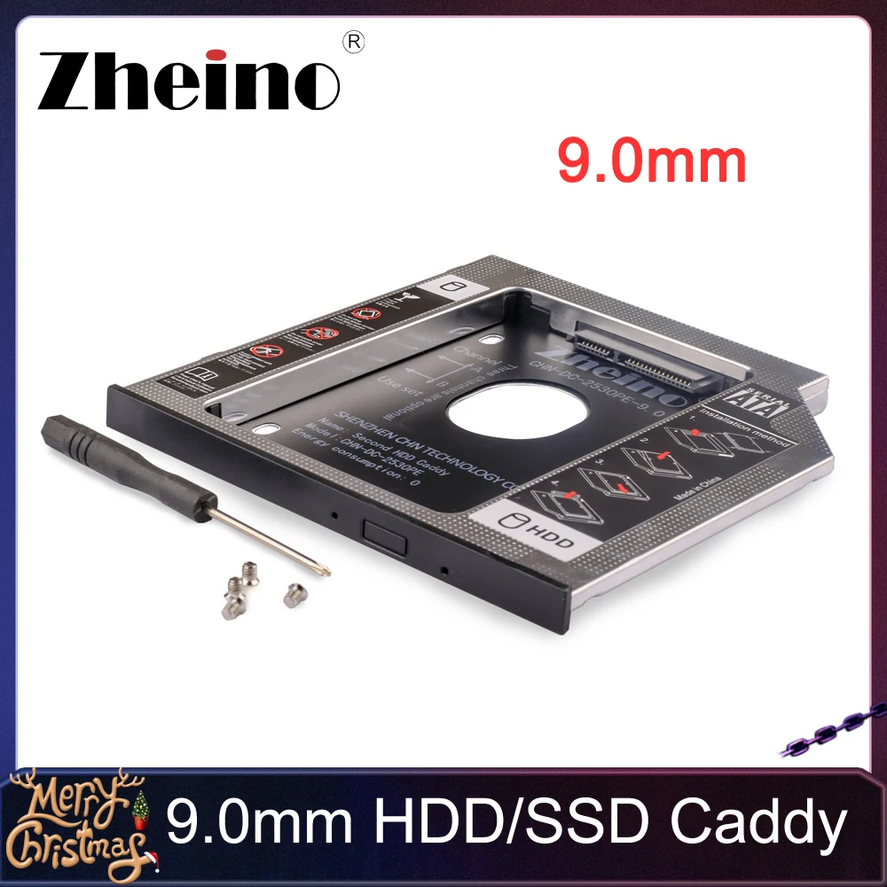Zheino Алюминиевый жесткий диск 9 0 мм 2 й SSD Caddy 5 SATA к рамка HDD Чехол адаптер отсек для