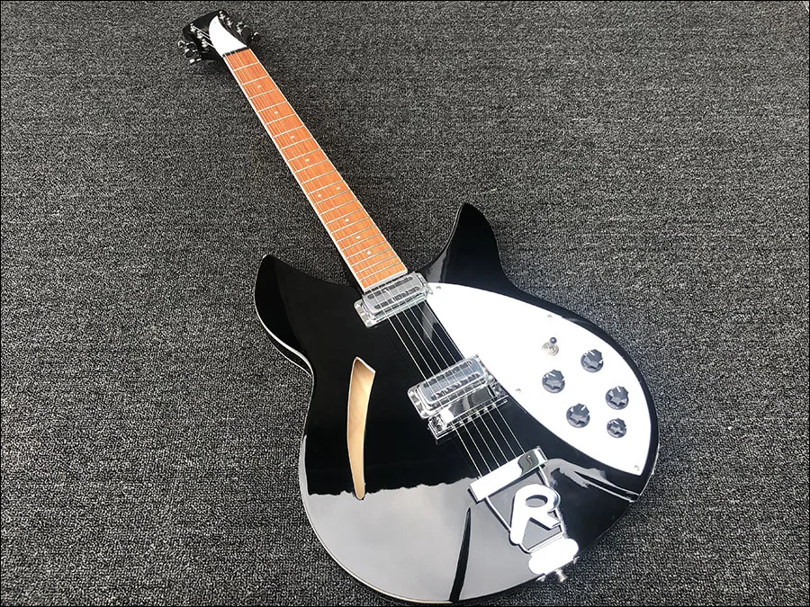 High quality 6 String Electric Guitar, Ricken 360 Electric Guitar,Black paint body with dot inlay fingerboard,free shipping