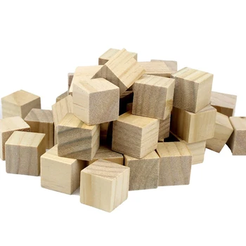

100 Pcs 1 inch Blank Wooden Cubes Wood Blocks for Baby Blocks Baby Shower DIY Crafts Carving Art Supplies