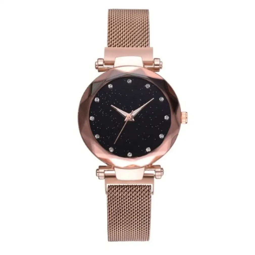 

Crystal Dimond Design Decoration Unique Starry Face Watch Female Magnet Magnet Stone Mesh Belt Ladies Watch