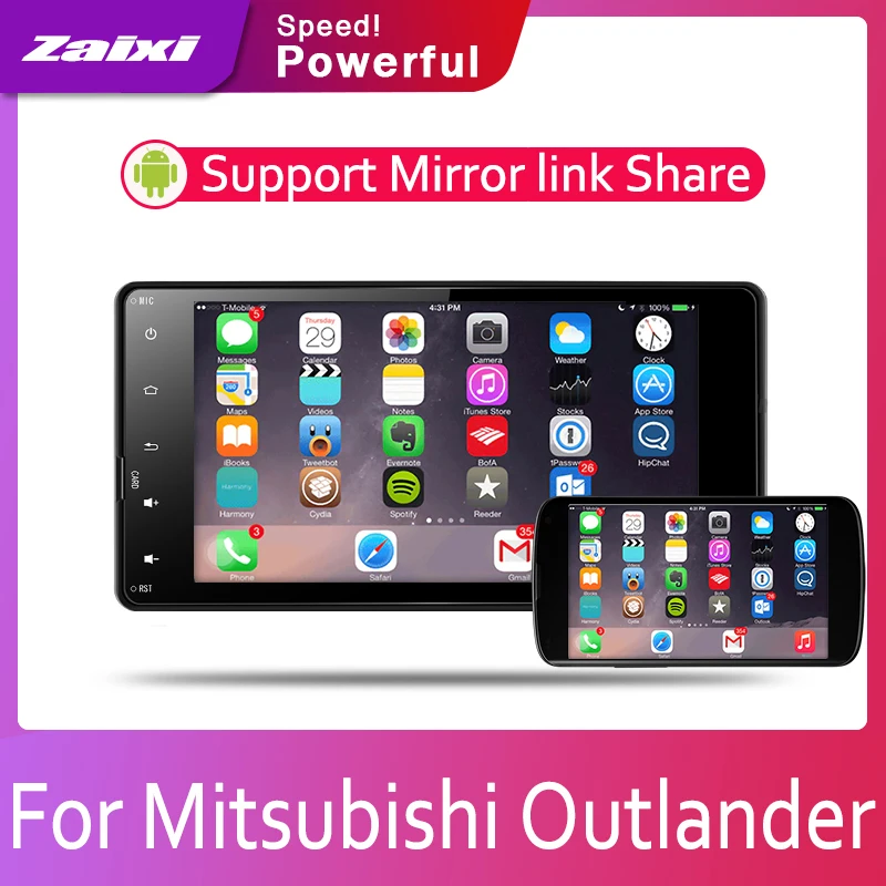 ZaiXi Android 2 Din Автомобильный Радио Мультимедиа Видео плеер Авто Стерео gps карта для Mitsubishi Outlander 2013~ медиа Navi