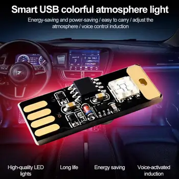 

LED Decorative Strip Light Car Colorful Music Rhythm Intelligent Voice Touch Control Induction Atmosphere Lamp Interior Light
