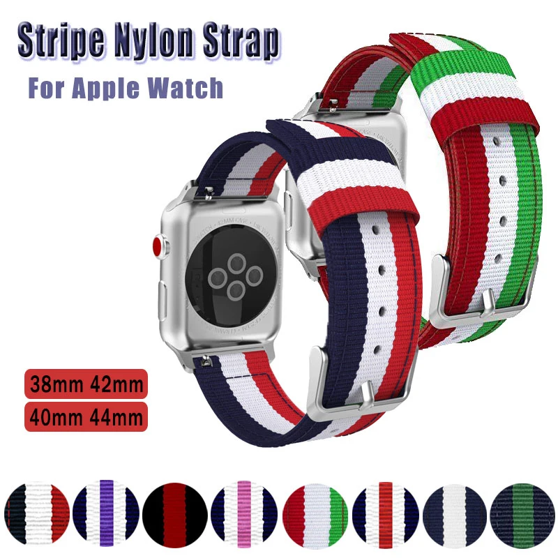 Цветной нейлоновый ремешок для apple Watch 5 4 3 2 1 38 мм 42 40 44 мягкий многоцветный