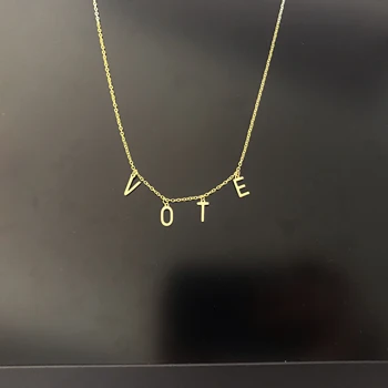 

Unift Former First Lady Of The US Michelle Obama Wears The Same Gold Colour VOTE Necklace 2020 Popular Jewelry Fast Delivery