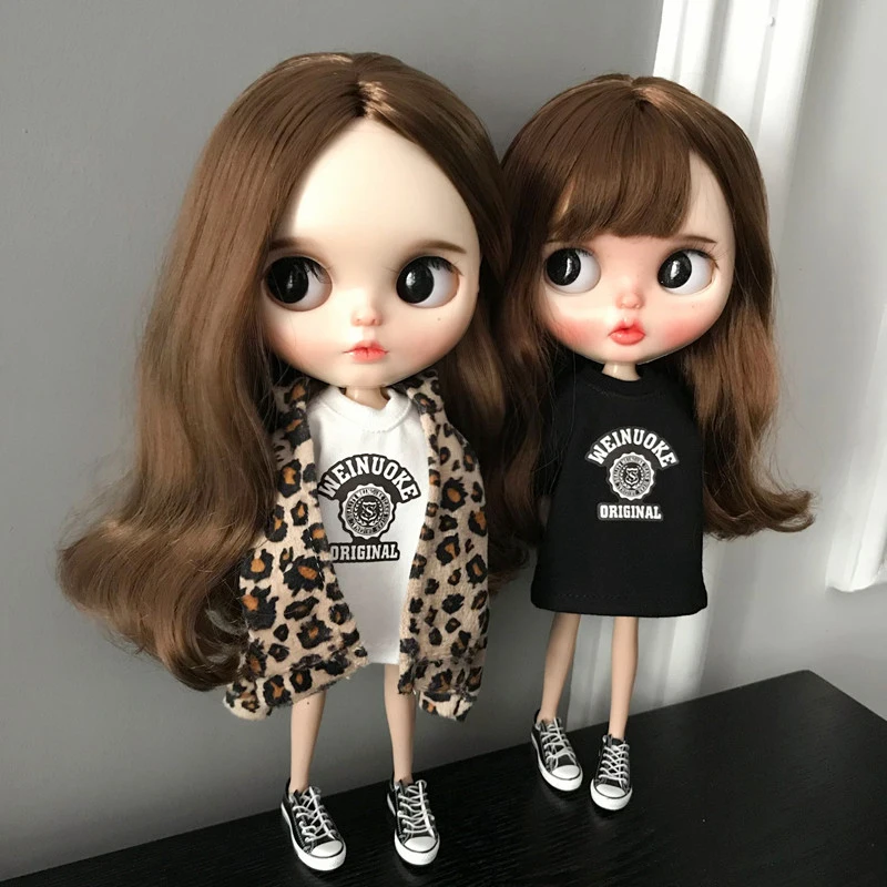 1 шт. одежда Blythe футболка + пальто с леопардовым принтом для Барби аксессуары