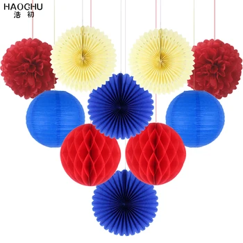 

New 10Pcs/Set Wedding Birthday Party Decoration DIY Decor Paper Honeycomb Ball Lantern Flower PomPoms Hollow Fans Engagement