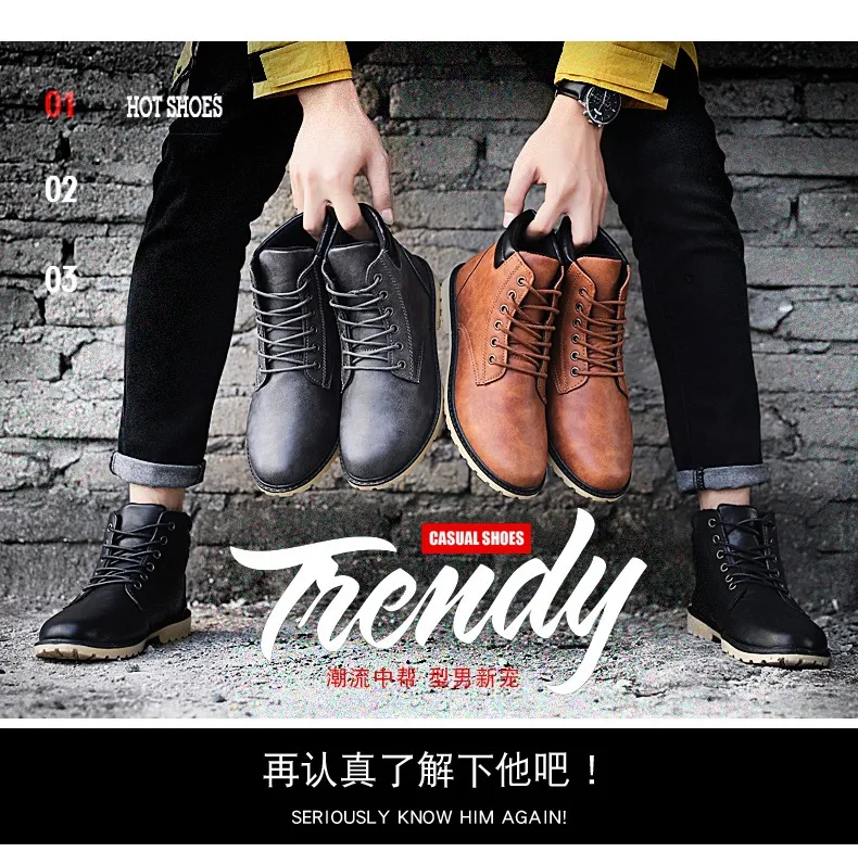 New Arrival Fashion Suede Leather Men Snow Boots Autumn Winter Warm Plush Men boots Ankle Boots casual Martin boots Flat shoes