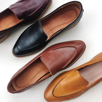 

large size Women's Flats Shoes Woman Genuine leather Low Heel Slip on Comfortable Casual Women Shoes Footwear Leisure Loafers