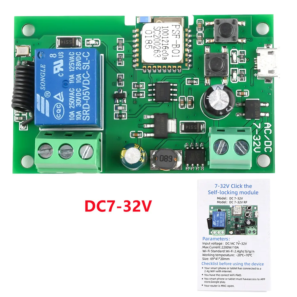 New DC 5V 7-32V YiWelink APP USB 1 way WiFi remote control relay switch module + support 433MHZ | Обустройство дома