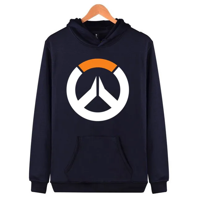 Тёмно-синий Логотип Overwatch игра рубашка для взрослых мужские повседневные толстовки Топы худи с круглым вырезом хлопок толстовки с принтом - Цвет: Тёмно-синий