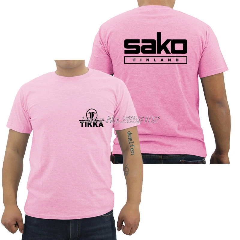 pink Горячая Распродажа, модная Мужская хлопковая футболка, новая футболка Tikka By Sako Finland, Мужская черная футболка с логотипом, футболки хараюку - Цвет: pink