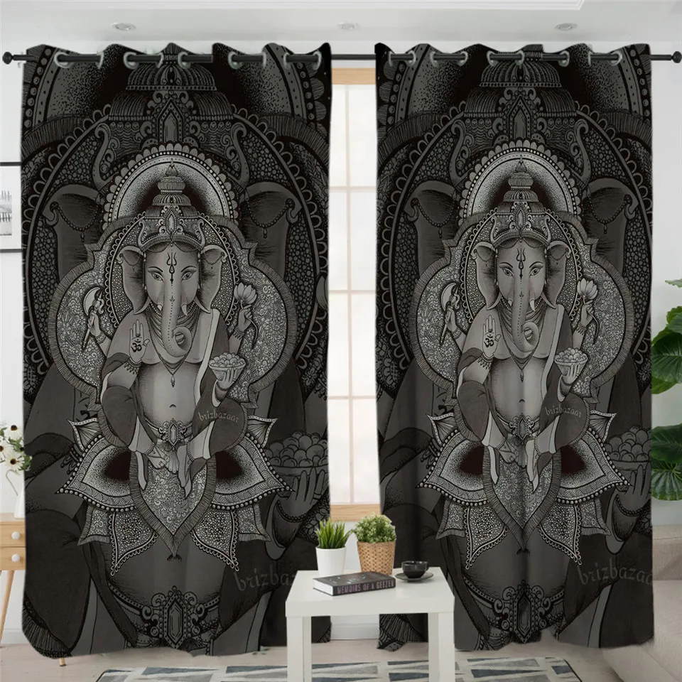 Mandala by Brizbazaar Curtains For Living Room Black White Flower Kitchen Curtains Vintage Gemstone Curtain Bohemia gardinen