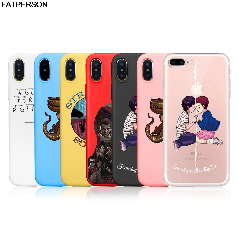 

Cute phone case For iphone 7 8 6 6s Plus 5 5S SE stranger things Multi colored Soft TPU phone cover For iphone XR X XS XS MAX