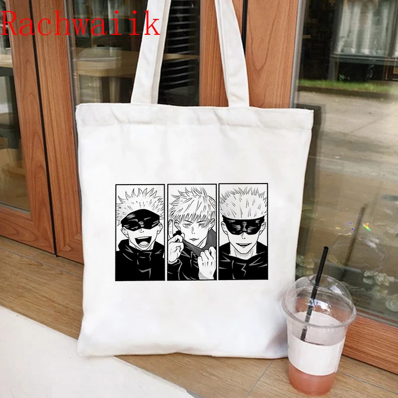 Jujutsu Kaisen Shopping Bag Graphic Tote Harajuku Shopper Bag Women Canvas Shoulder Bag Female Anime Manga  Eco Large-capacity 