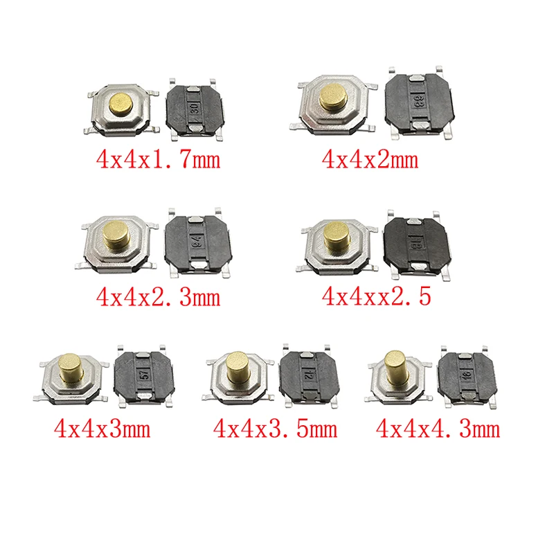 50pcs 3*4*2.5mm Tactile Push Button Switch Tact Switch Micro Switch 4-Pin SMD 